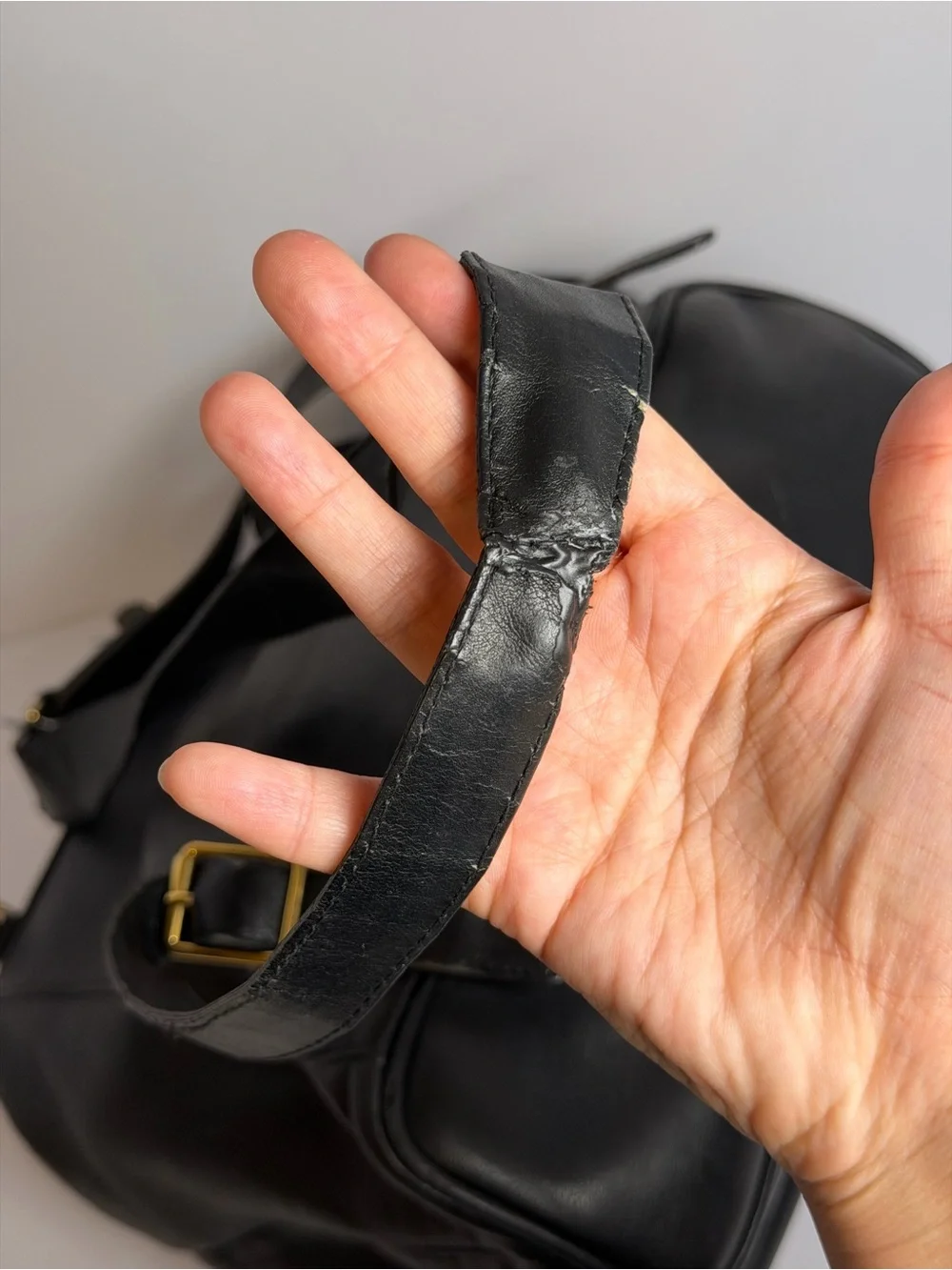 Vintage Gucci Bamboo Black Leather Backpack
